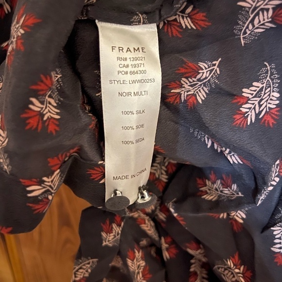 Frame Printed Ruffled High-Low Silk Shirtdress size large - Picture 7 of 7